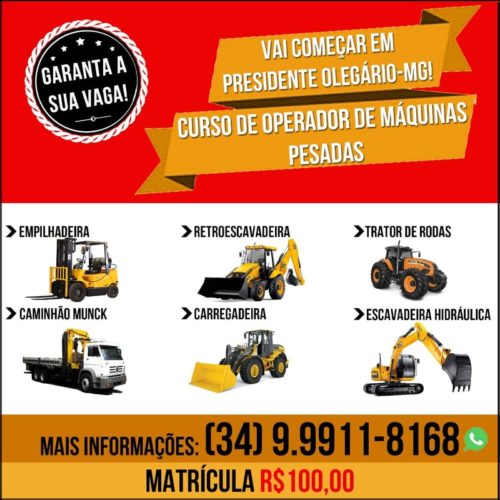 Inscrições para o Curso de Operador de Máquinas Pesadas estão abertas!